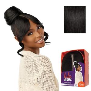 imageSensationnel Lulu bun updo hairextensions  unit 2 synthetic 3x35 hd lace parting quick and easy wear hair wig piece 1 JETBLACK1B OFFBLACK