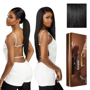 imageSensationnel Barelace 13X5 360 Lace Wig  Unit 1 Glueless Human Hair Blend EartoEar Deep Parting Pre Cut Hairline 1 JETBLACK1 JETBLACK