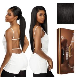 imageSensationnel Barelace 13X5 360 Lace Wig  Unit 1 Glueless Human Hair Blend EartoEar Deep Parting Pre Cut Hairline 1 JETBLACK1B OFFBLACK