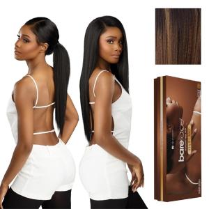 imageSensationnel Barelace 13X5 360 Lace Wig  Unit 1 Glueless Human Hair Blend EartoEar Deep Parting Pre Cut Hairline 1 JETBLACKBALAYAGEHAZELNUT