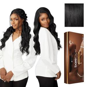 imageSensationnel Barelace 13X5 360 Lace Wig  Unit 2 Glueless Human Hair Blend EartoEar Deep Parting Pre Cut Hairline 1 JETBLACK1 JETBLACK