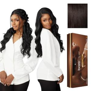 imageSensationnel Barelace 13X5 360 Lace Wig  Unit 2 Glueless Human Hair Blend EartoEar Deep Parting Pre Cut Hairline 1 JETBLACK2 DARKBROWN