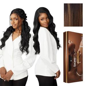 imageSensationnel Barelace 13X5 360 Lace Wig  Unit 2 Glueless Human Hair Blend EartoEar Deep Parting Pre Cut Hairline 1 JETBLACKBALAYAGEHAZELNUT