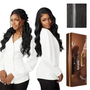 imageSensationnel Barelace 13X5 360 Lace Wig  Unit 2 Glueless Human Hair Blend EartoEar Deep Parting Pre Cut Hairline 1 JETBLACKBALAYAGEPLATINUM
