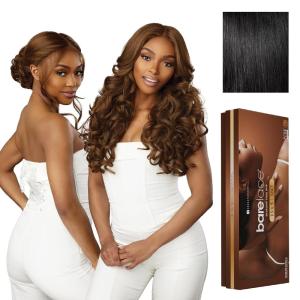 imageSensationnel Barelace 13X5 360 Lace Wig  Unit 3 Glueless Human Hair Blend EartoEar Deep Parting Pre Cut Hairline 1 JETBLACK1 JETBLACK
