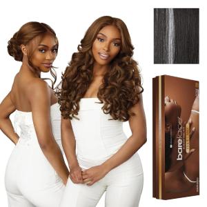 imageSensationnel Barelace 13X5 360 Lace Wig  Unit 3 Glueless Human Hair Blend EartoEar Deep Parting Pre Cut Hairline 1 JETBLACKBALAYAGEPLATINUM