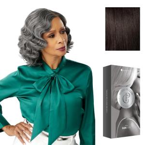 imageSensationnel Platinum Glow 13X6 Wig  Vivienne Lacefrontal Glueless human hair blend Preplucked Hairline 1 JETBLACK2 DARKBROWN