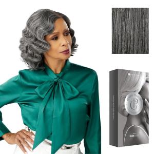 imageSensationnel Platinum Glow 13X6 Wig  Vivienne Lacefrontal Glueless human hair blend Preplucked Hairline 1 JETBLACKSTEELGRAY