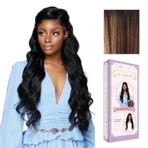 imageSensationnel Glamora Lace Front Wig  Glam Unit 5 Glueless Side Part Ready to Wear Synthetic Preplucked Hairline 1 JETBLACKBALAYAGESUNKISSED