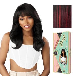 imageSensationnel Glamzy Lace Crown Wig  Zandy Glueless Hand Tied CrownArea Synthetic Hair 1 JETBLACKBALAYAGEFIERYRED