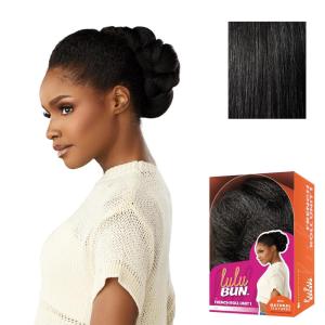 imageSensationnel LuluBun Updo Hairextensions  French Roll Unit 1 Synthetic Hard Shell Bun with Clips Quick and Easy Wear Hair Wig Piece 1 JETBLACKM280