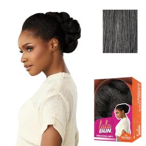 imageSensationnel LuluBun Updo Hairextensions  French Roll Unit 1 Synthetic Hard Shell Bun with Clips Quick and Easy Wear Hair Wig Piece 1 JETBLACKM44