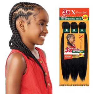 imageSensationnel XPression Prestretched Braiding Hair  3X Kids Braid 28 inch All Kanekalon Flame Retardant Synthetic Braid for Box Braids and Twists 1 pack 4 MEDBROWNSM1B350