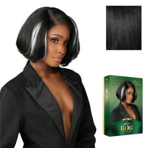 imageSensationnel Chicbob Lace Frontwig  Bob Unit 8 Face Framing Glueless Wig Wide 5 Inch Deep Part Synthetic Preplucked Hairline 1 JETBLACK1 JETBLACK