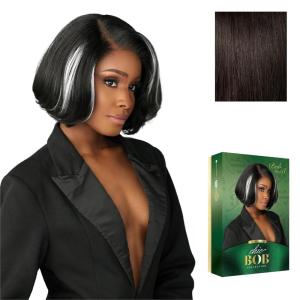 imageSensationnel Chicbob Lace Frontwig  Bob Unit 8 Face Framing Glueless Wig Wide 5 Inch Deep Part Synthetic Preplucked Hairline 1 JETBLACK2 DARKBROWN