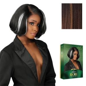 imageSensationnel Chicbob Lace Frontwig  Bob Unit 8 Face Framing Glueless Wig Wide 5 Inch Deep Part Synthetic Preplucked Hairline 1 JETBLACKBALAYAGECHOCOLATE