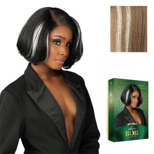 imageSensationnel Chicbob Lace Frontwig  Bob Unit 8 Face Framing Glueless Wig Wide 5 Inch Deep Part Synthetic Preplucked Hairline 1 JETBLACKBALAYAGELIGHTASHBLONDE
