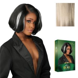 imageSensationnel Chicbob Lace Frontwig  Bob Unit 8 Face Framing Glueless Wig Wide 5 Inch Deep Part Synthetic Preplucked Hairline 1 JETBLACKBEIGEASHBLONDE