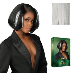 imageSensationnel Chicbob Lace Frontwig  Bob Unit 8 Face Framing Glueless Wig Wide 5 Inch Deep Part Synthetic Preplucked Hairline 1 JETBLACKSILVERBLONDE
