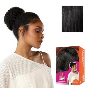 imageSensationnel LuluBun Updo Hairextensions  Kinky Bun Unit 1 Synthetic Drawstring Cap Quick and Easy Wear Hair Wig Piece 1 JETBLACKM280