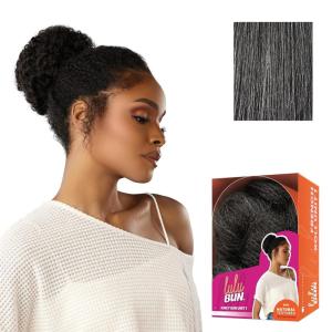 imageSensationnel LuluBun Updo Hairextensions  Kinky Bun Unit 1 Synthetic Drawstring Cap Quick and Easy Wear Hair Wig Piece 1 JETBLACKM44