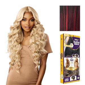 imageSensationnel Butta 360 Lace Wig  Unit 10 Wider Parting 360 Degree Lace Glueless Synthetic Preplucked Hairline 1 JETBLACKBALAYAGEFIERYRED