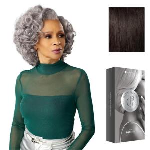 imageSensationnel Platinum Glow 13X6 Wig  Evine Lacefrontal Glueless human hair blend Preplucked Hairline 1 JETBLACK2 DARKBROWN
