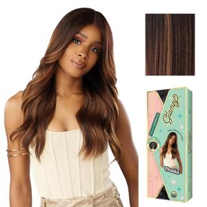 imageSensationnel Glamzy Lace Part Wig  Thalia Glueless Hand Tied Wider V Parting Synthetic Hair 1 JETBLACKBALAYAGECHOCOLATE