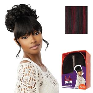 imageSensationnel Lulu Bun Updo Hairextensions  Unit 6 Synthetic 3x35 HD Lace Parting Quick and Easy Wear Hair Wig Piece 1 JETBLACKF1BBG