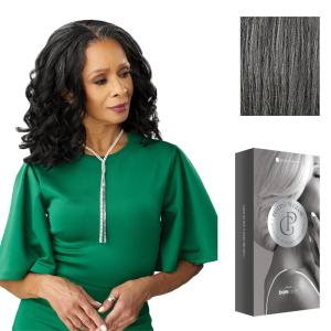 imageSensationnel Platinum Glow 13X6 Wig  Coraline Lacefrontal Glueless human hair blend Preplucked Hairline 1 JETBLACKSTEELGRAY