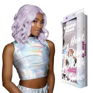 imageSensationnel ShearMuse Crystal Cloud Lace Wigs  Lustra Wide 5 Inch Deep Parting Synthetic Preplucked Hairline Glueless Lacefront CORALPINKPINKPONY