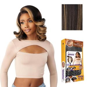 imageSensationnel Curls Kinksandco Kinkyedges Wig  Kinky Barrel Curl 14 Inch 13X6 Lace Frontal Natural Kinkytexture Edged Hairline for Natural 3C to 4C Hair Textures 1 JETBLACKBALAYAGEGOLD