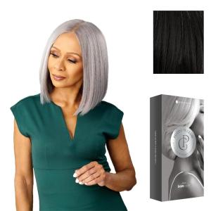 imageSensationnel Platinum Glow 13X6 Wig  Amandine Lace frontal Glueless human hair blend Preplucked Hairline 1 JETBLACKSILVERWHISPER