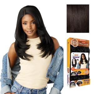imageSensationnel Curls Kinks and Co Kinkyedges Wig  Kinky Blow Out 20 Inch Y Part Lace Natural Kinky Edge textured Hairline for Natural 3B to 4C Hair Textures 1 JETBLACK2 DARKBROWN