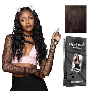 imageSensationnel HexDoll 13X4 Lace Wig  Ember Lacefrontal Glueless Synthetic with Natural Density Preplucked Hairline 1 JETBLACK2 DARKBROWN