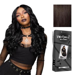 imageSensationnel HexDoll 13X4 Lace Wig  Elvira Lacefrontal Glueless Synthetic with Natural Density Preplucked Hairline 1B OFFBLACK2 DARKBROWN
