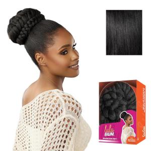 imageSensationnel Lulu Bun Hair Extensions  Braided Bun Unit 1 with Clips and Drawstring Easy Wear Protective Style Synthetic Hairpiece 1 JETBLACK1 JETBLACK