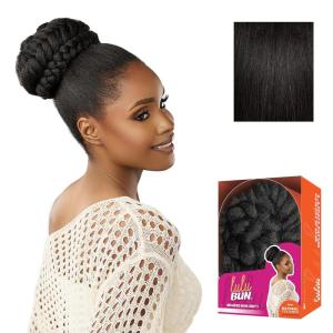 imageSensationnel Lulu Bun Hair Extensions  Braided Bun Unit 1 with Clips and Drawstring Easy Wear Protective Style Synthetic Hairpiece 1 JETBLACK1B OFFBLACK