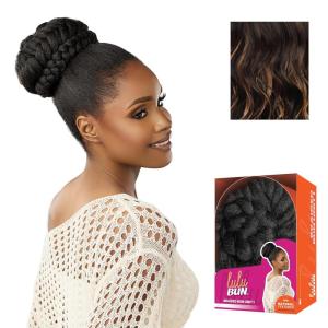 imageSensationnel Lulu Bun Hair Extensions  Braided Bun Unit 1 with Clips and Drawstring Easy Wear Protective Style Synthetic Hairpiece 1 JETBLACKF1B27