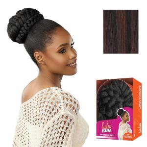 imageSensationnel Lulu Bun Hair Extensions  Braided Bun Unit 1 with Clips and Drawstring Easy Wear Protective Style Synthetic Hairpiece 1 JETBLACKF1B33