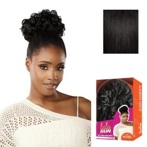 imageSensationnel Lulu Bun Hair Extensions  Textured Bun Unit 1 with Clips and Drawstring Easy Wear Protective Style Synthetic Hairpiece 1 JETBLACK1B OFFBLACK