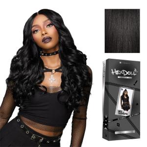 imageSensationnel HexDoll 13X4 Lace Wig  Elvira Lacefrontal Glueless Synthetic with Natural Density Preplucked Hairline 1 JETBLACK1B OFFBLACK