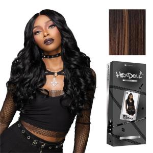 imageSensationnel HexDoll 13X4 Lace Wig  Elvira Lacefrontal Glueless Synthetic with Natural Density Preplucked Hairline 1 JETBLACKBALAYAGECHOCOLATE