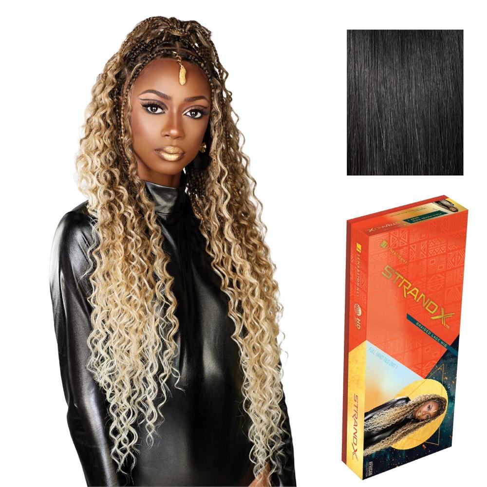 imageSensationnel Strand X Full Braided Lacewig  Unit 1 Boho Braid Style Hand Tied Kanekalon HD Glueless Wig 1 JETBLACK1 JETBLACK