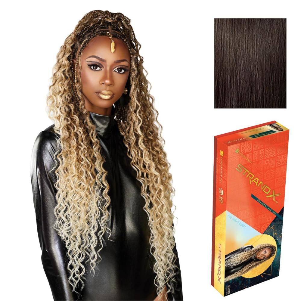 imageSensationnel Strand X Full Braided Lacewig  Unit 1 Boho Braid Style Hand Tied Kanekalon HD Glueless Wig 1 JETBLACK2 DARKBROWN
