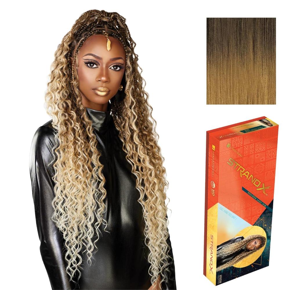 imageSensationnel Strand X Full Braided Lacewig  Unit 1 Boho Braid Style Hand Tied Kanekalon HD Glueless Wig 1 JETBLACKSM227