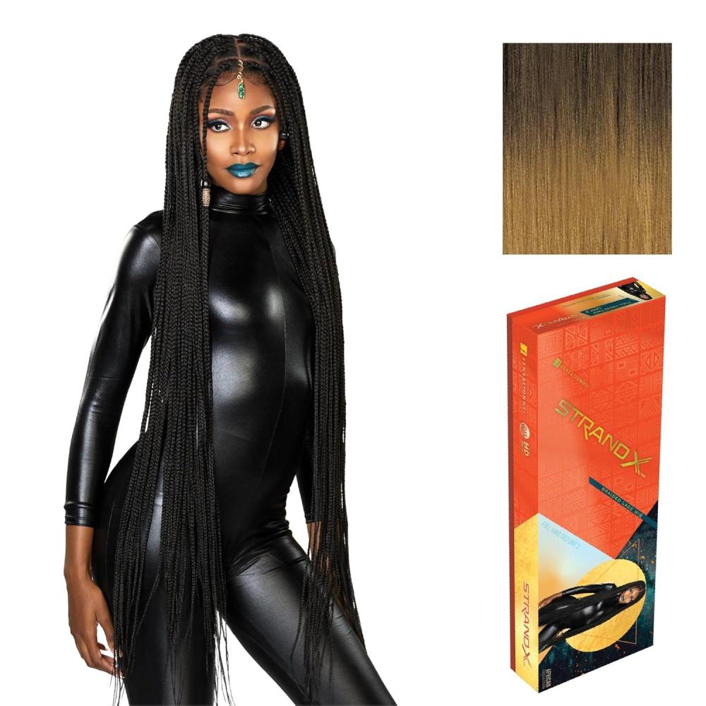 imageSensationnel Strand X Full Braided Lacewig  Unit 2 Box Braid Style Hand Tied Kanekalon HD Glueless Wig 1 JETBLACKSM227