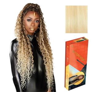 imageSensationnel Strand X Full Braided Lacewig  Unit 1 Boho Braid Style Hand Tied Kanekalon HD Glueless Wig 1 JETBLACK613 BLONDE