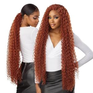 imageSensationnel Vice bundles weaving  boho curl 30 inch synthetic virgin hair dupe weave bundle hair sew in and pony tail long length 1 pack 1B OFFBLACK30 LIGHTAUBURN