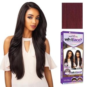 image:imageSensationnel What Lace 13X6 Wigs  Morgan Lacefrontal Hand Tied Glueless Synthetic with Natural Density Preplucked Hairline 1B OFFBLACKBURGUNDYWINE